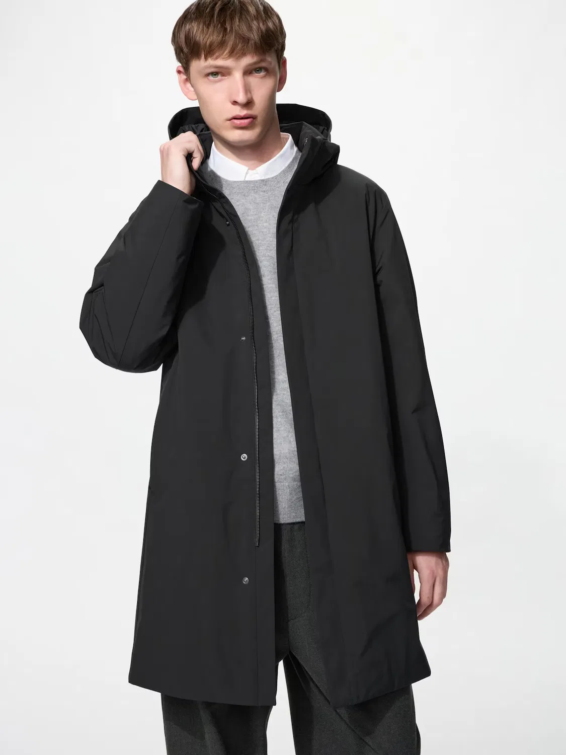 Пальто Uniqlo, пуховое гибридное, черное
