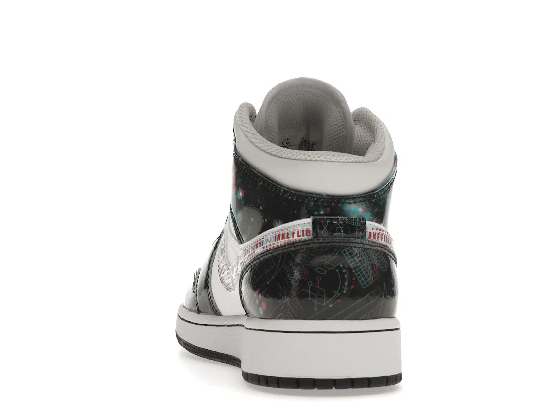 Детские кроссовки Lifestyle с принтом Jordan 1 Mid SE Take Flight Jordan, White/Bright Crimson-Blue Hero — фото 4