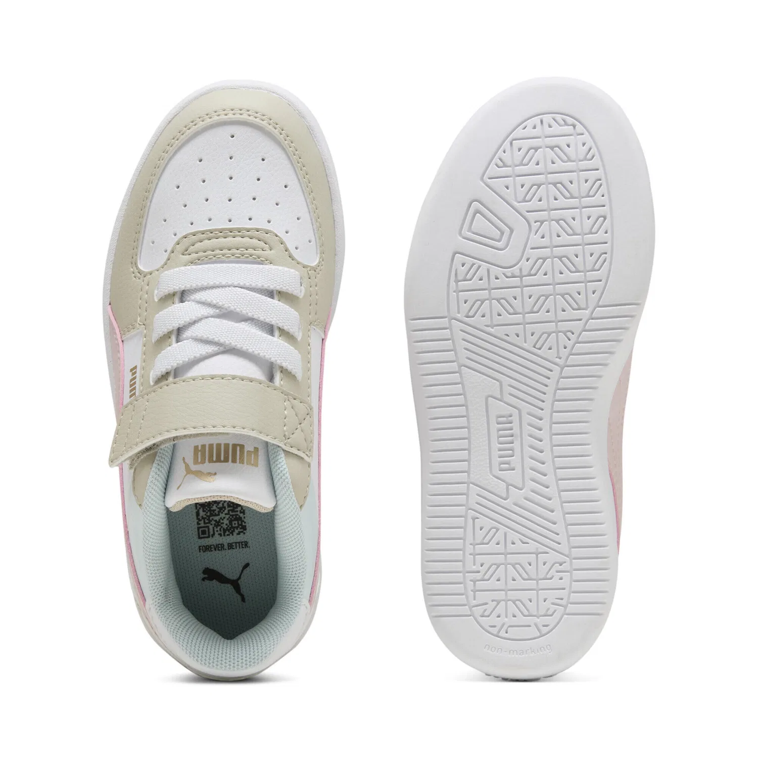 Детские кроссовки с застежкой-липучкой Caven 2.0 Block Puma, Beige Rosa Weiss — фото 4