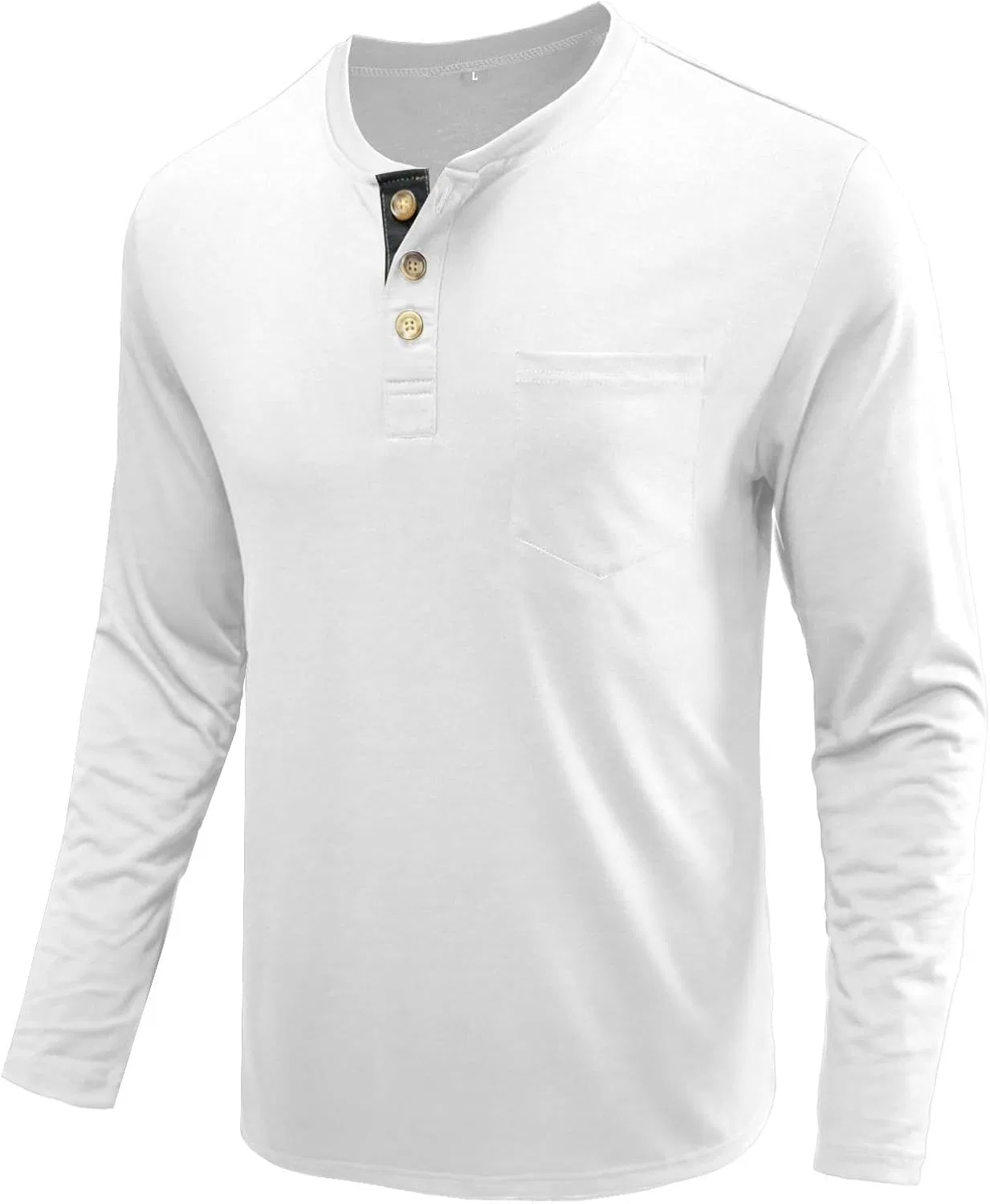 Мужская облегающая футболка с пуговицами Henley, White — фото 3