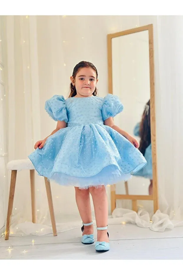 Детское платье для девочек с сердцем Vintage New Year's Baby Girl Dress Linarookids, Blue