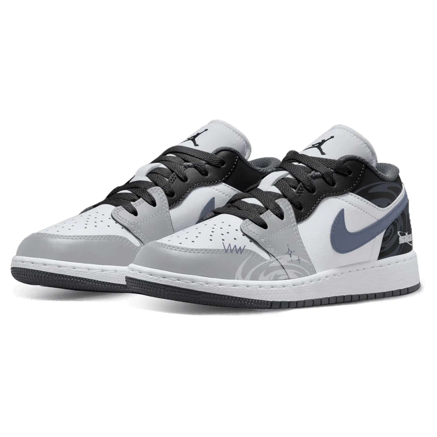 Детские кастомные кроссовки с дизайном Air 1 Lemon Deep Space Shadow Jordan, White — фото 4