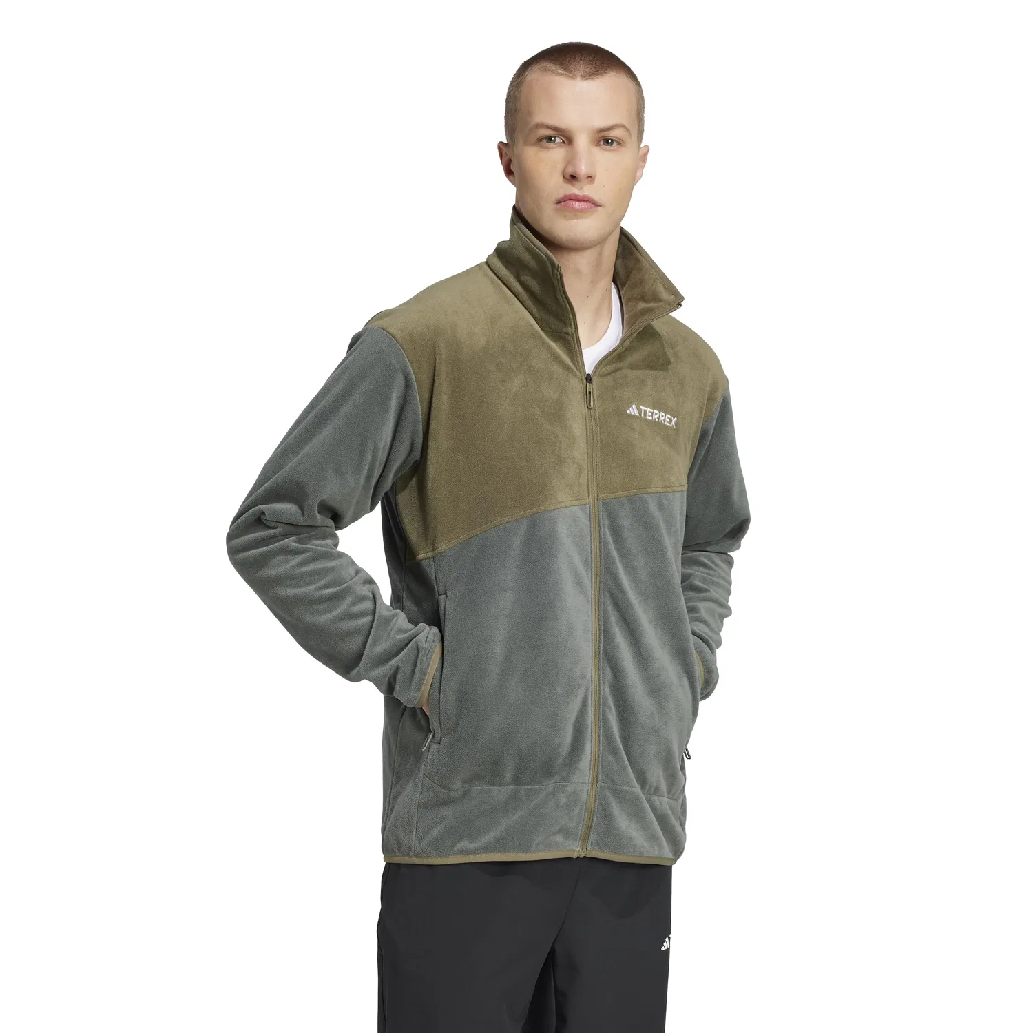 Мужская флисовая куртка с полной застёжкой-молнией Terrex Multi adidas, Ivy/Olive Strata — фото 4