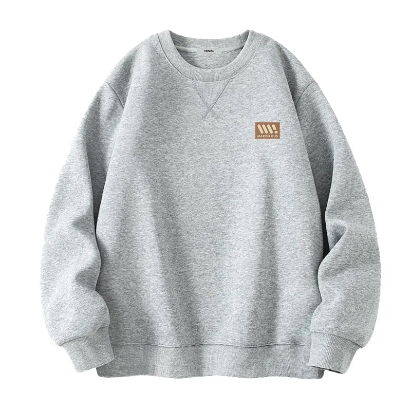 Детский свитшот свободного кроя с принтом MINISO, Heather Gray