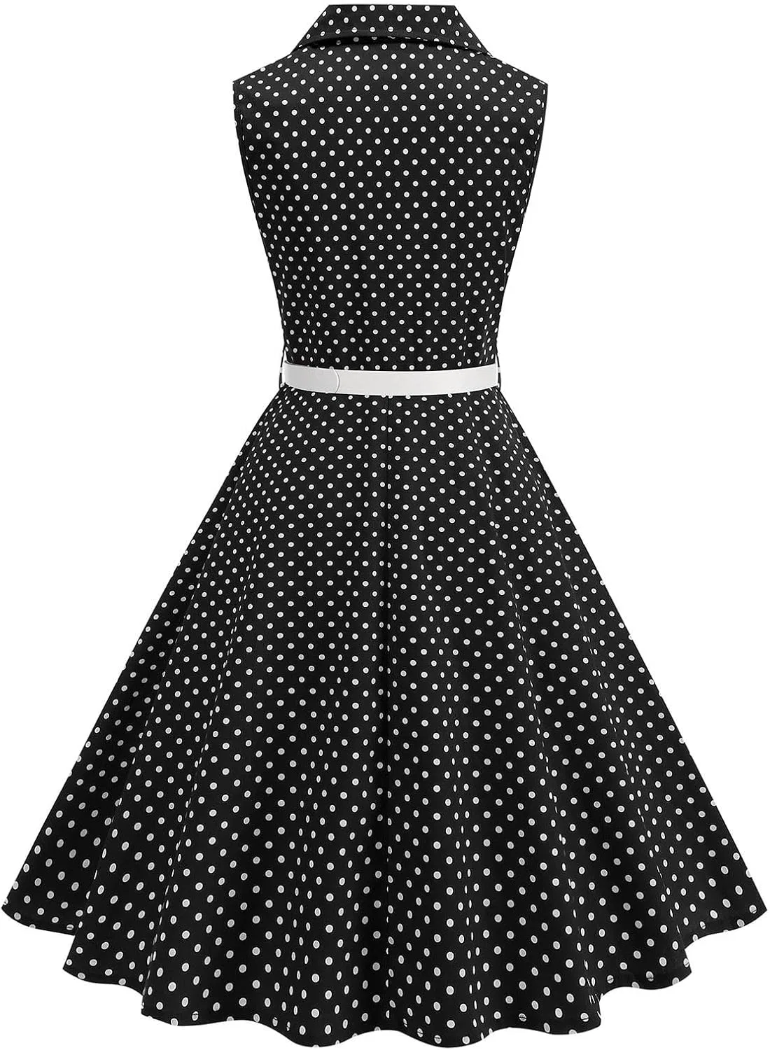 Женское повседневное платье с рукавами 3/4 и поясом, Black — фото 4