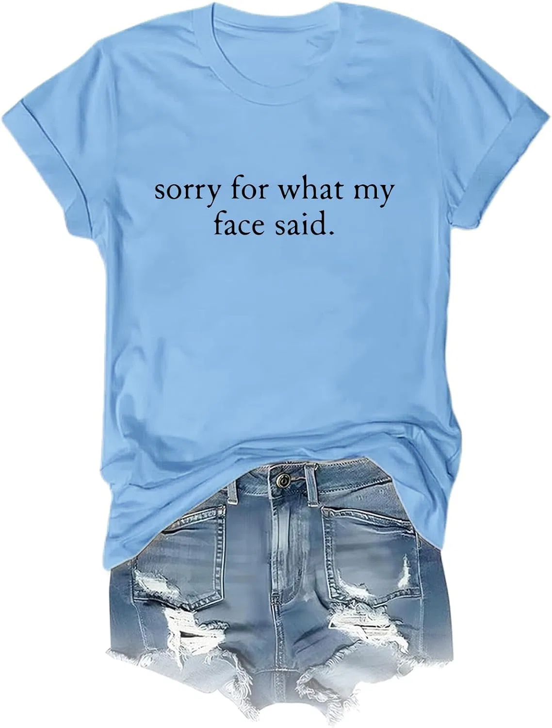 Мужская футболка с принтом Sorry for what my face said, Sky Blue