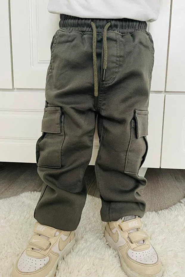 Детские брюки для мальчиков с карго-карманами Cargo Pockets And Elastic Waist Breeze, Khaki Green