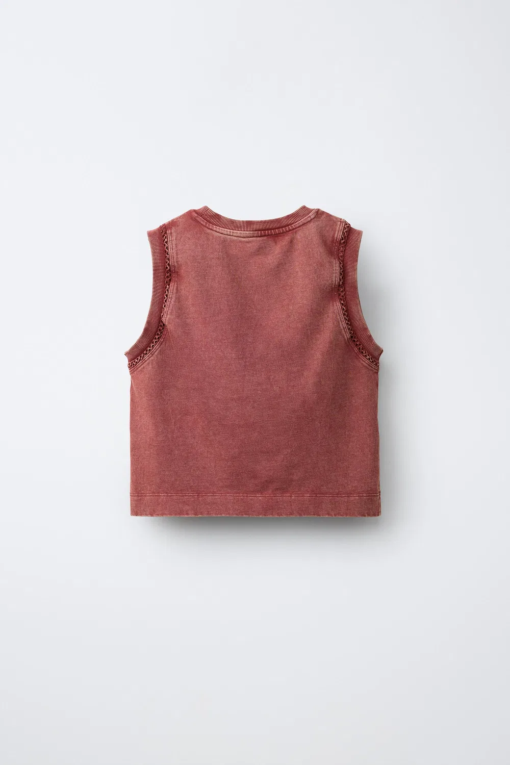 Футболка из плотного трикотажа с вышивкой ZARA, Terracotta — фото 2