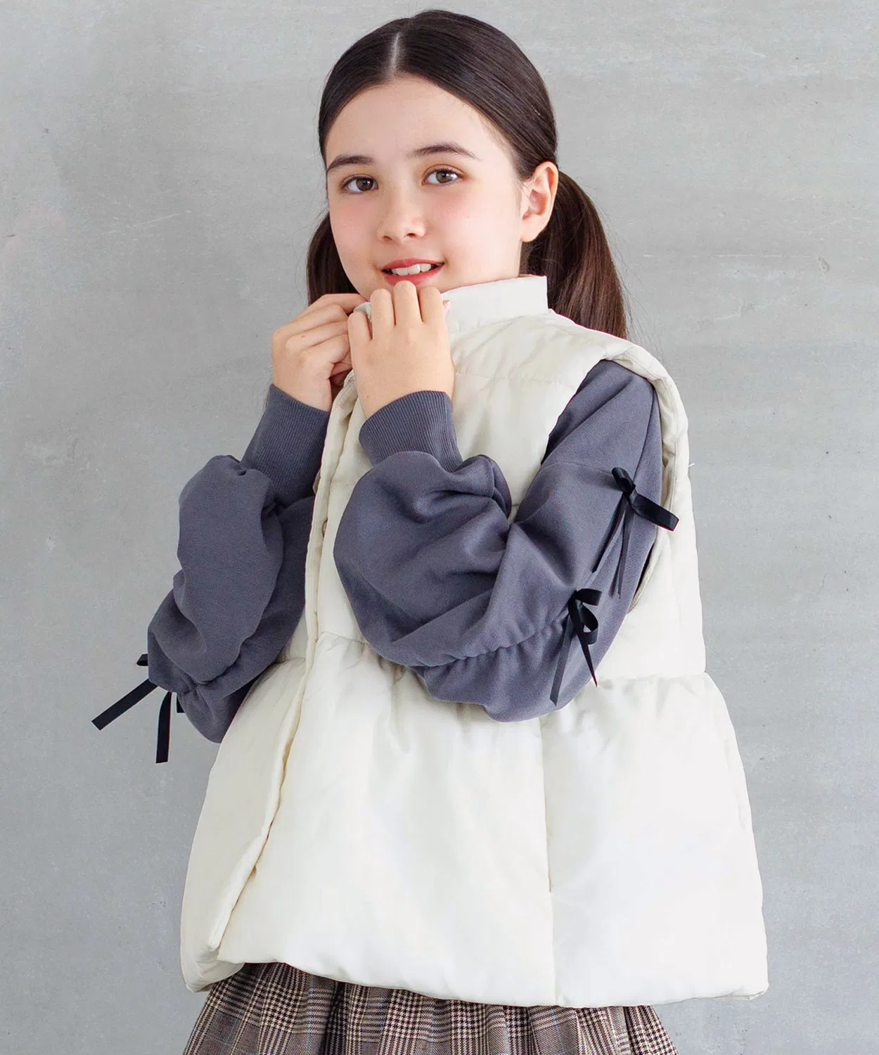 Coca(coca) Детский утепленный жилет с пеплумом Peplum Quilted Vest, coca, Ivory
