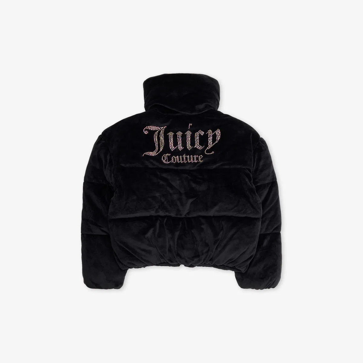 Пальто-пуховик из велюра с фирменной отделкой, для детей 7-15 лет Juicy Couture, черный — фото 3