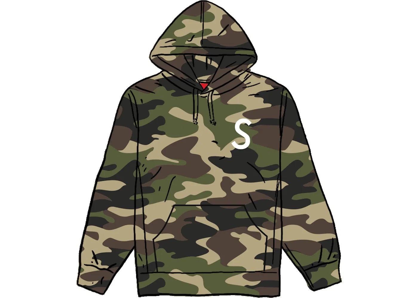 Мужская худи с принтом Supreme Swarovski S Logo, Woodland Camo