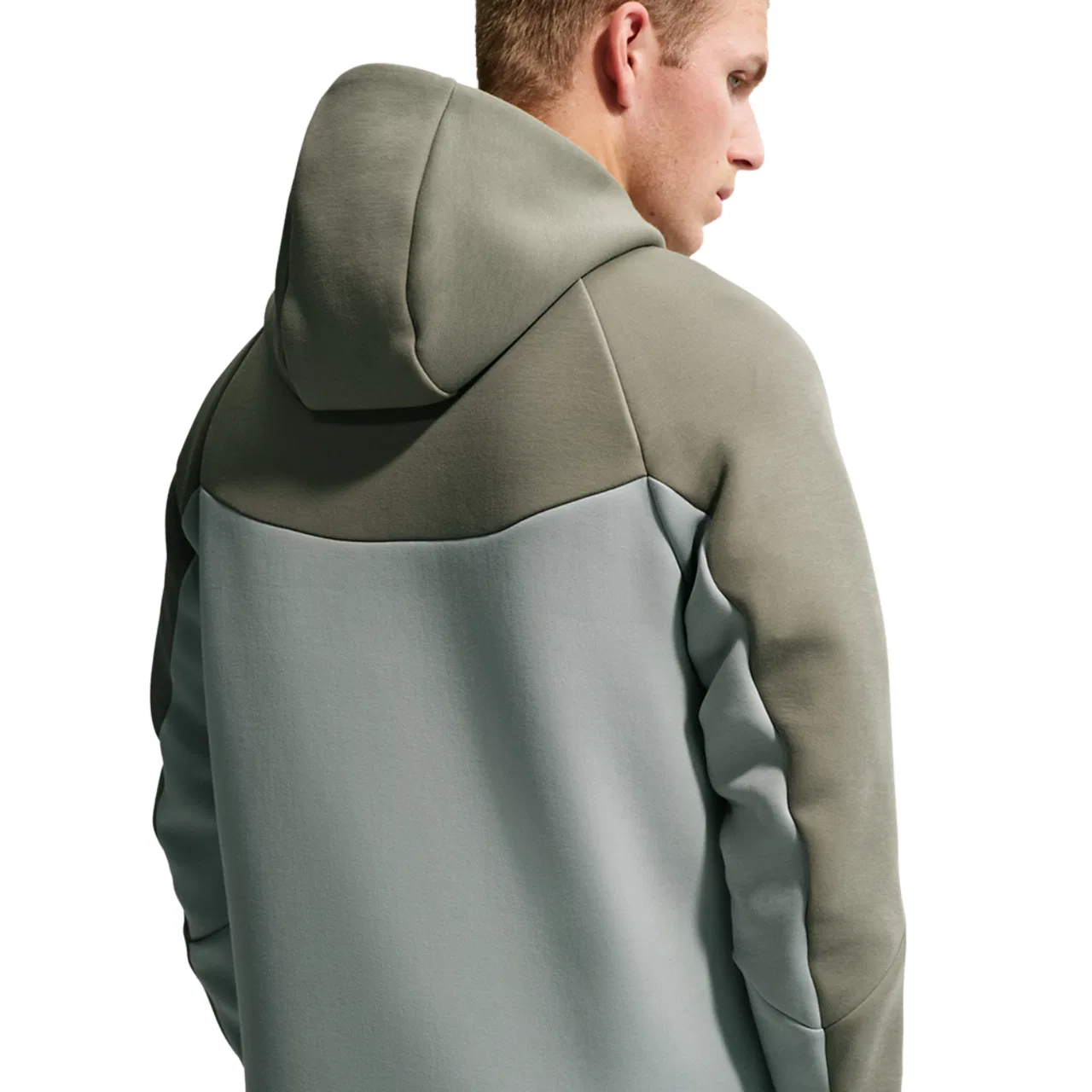 Мужская толстовка Windrunner Nike Tech Fleece, цвет Light Pumice/Black/Silver Sage — фото 4
