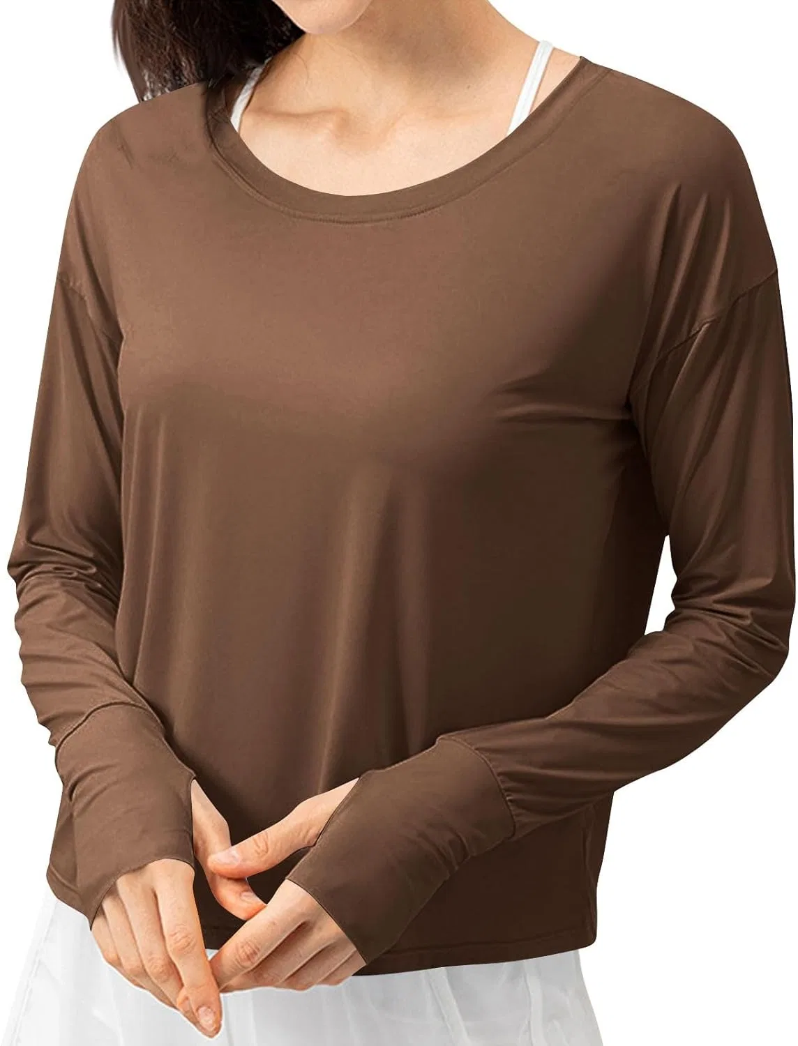 Женская рашгард с длинным рукавом UPF 50+ Quick Dry, Brown