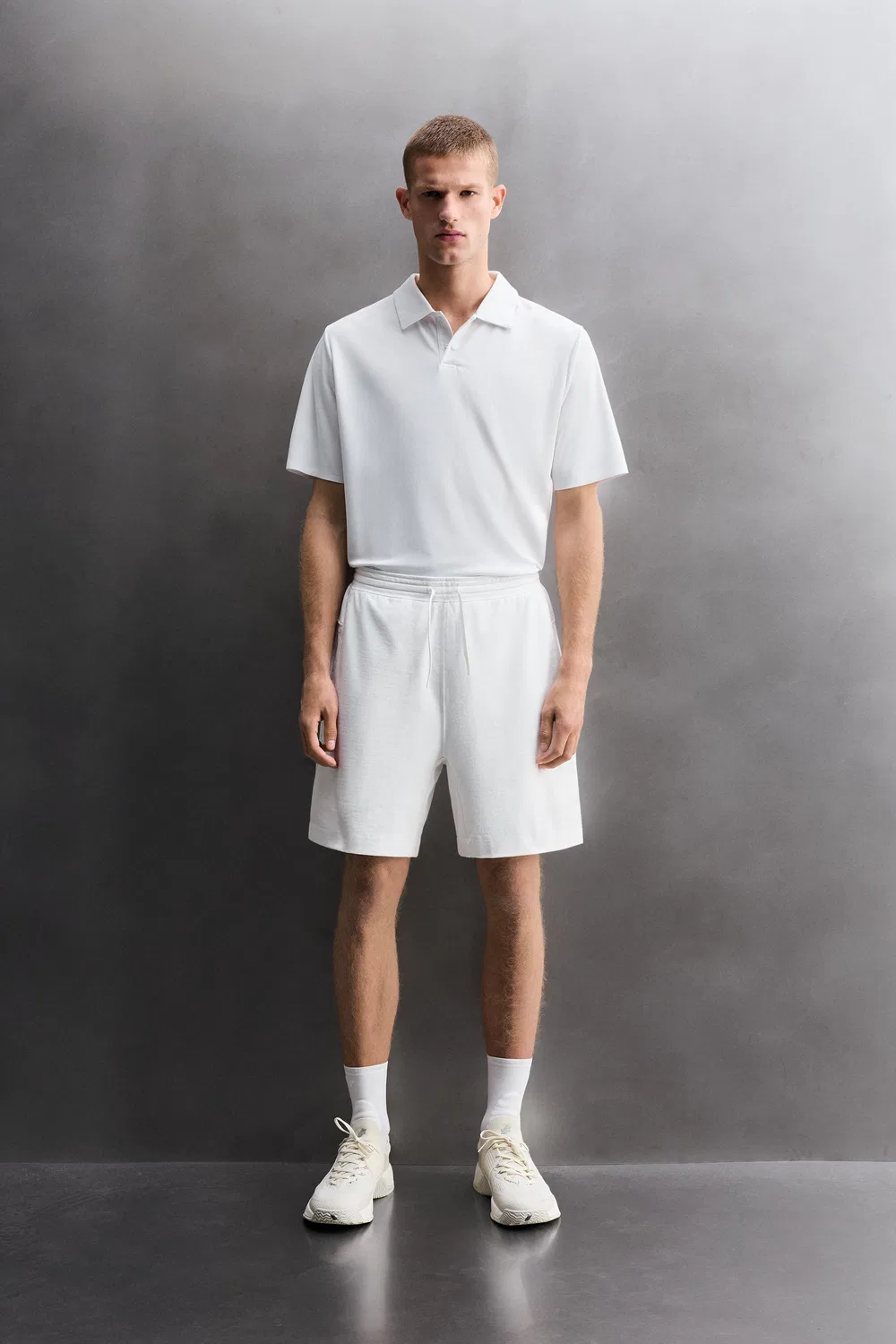 Тренировочные шорты из хлопковой смеси, 23 см ZARA, White