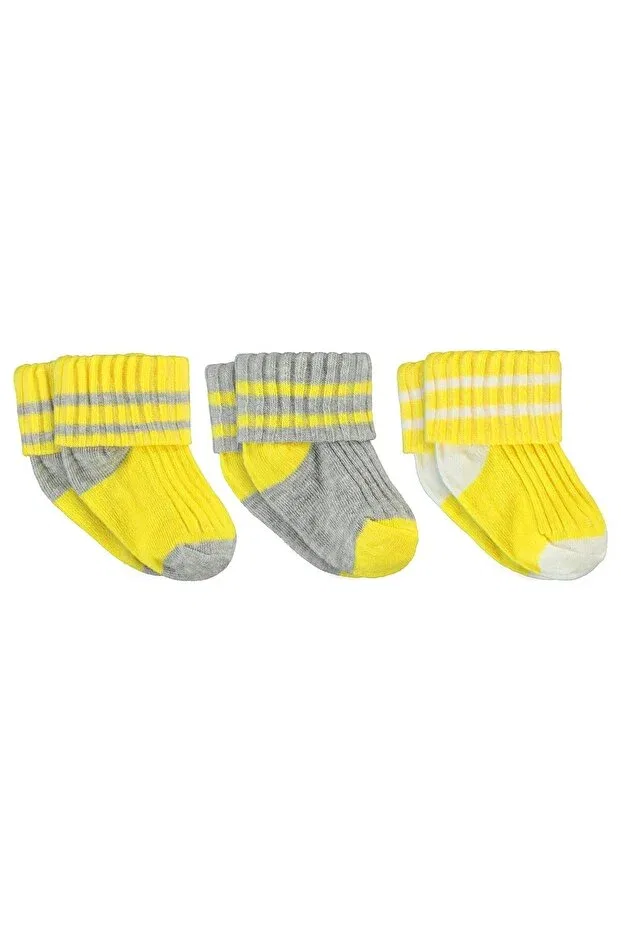 Детский комплект носков для девочек с принтом 3-piece socks set Civil Baby, Yellow — фото 2