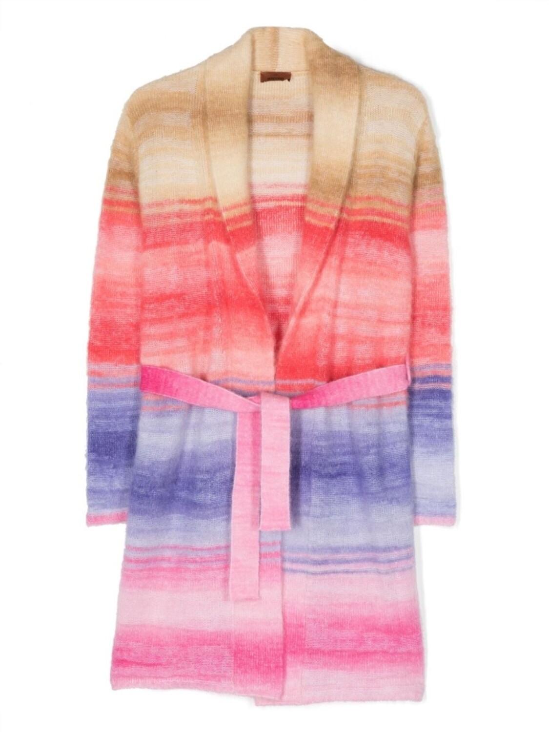 

Missoni Kids полосатый кардиган с поясом, розовый