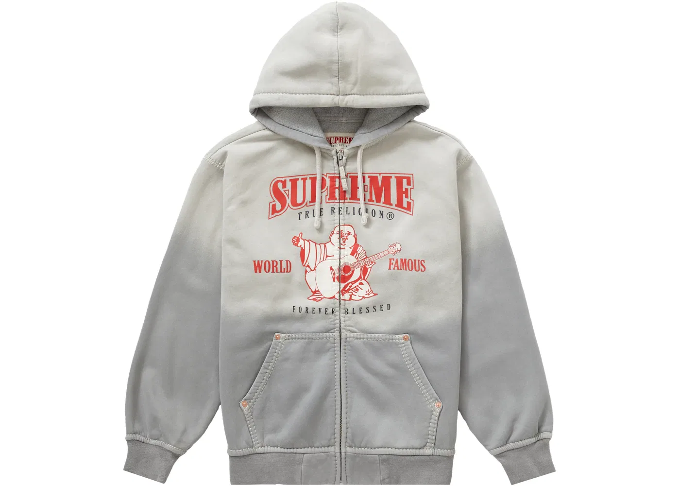 Мужская худи с капюшоном Supreme True Religion, Light Grey