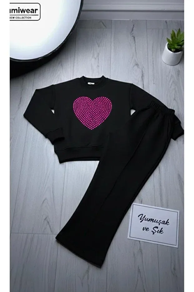 Детский спортивный костюм для девочек с принтом Kids Clup, Black — фото 2