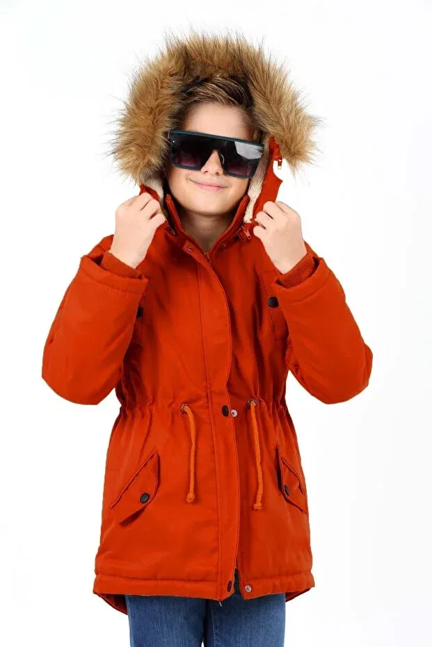 Детское зимнее пальто для мальчиков утепленное Asortix, Orange — фото 4