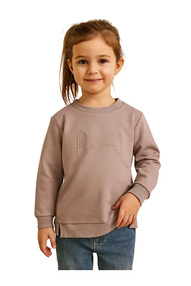 Детские свитшот для девочек с принтом Floral girl's sweatshirt Midu & Fun, Purple