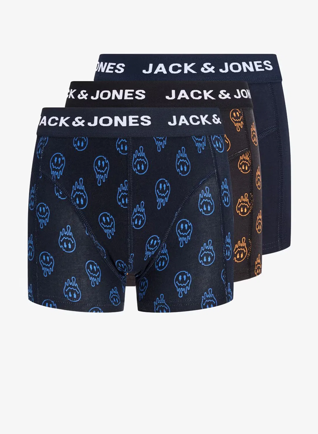 Трусы-боксеры с улыбкой, комплект из 3 штук, Jack & Jones Junior, черный