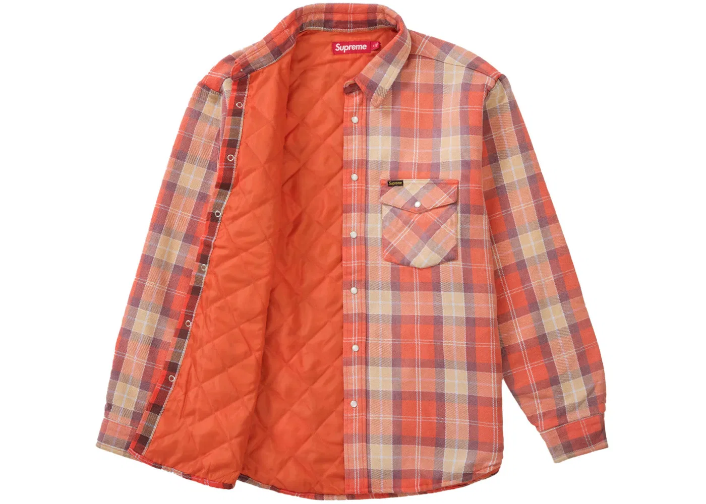 Мужская рубашка из фланели с квилтингом Supreme Quilted Flannel Snap Shirt, Orange — фото 2
