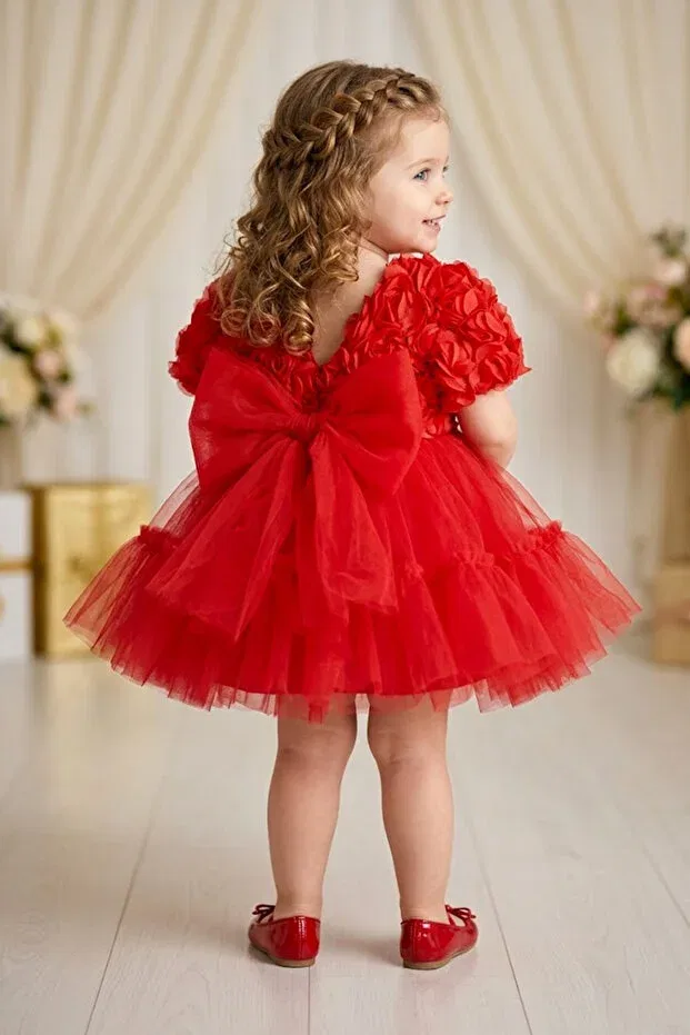 Детское платье для девочек с коротким рукавом Baby Animals, Red