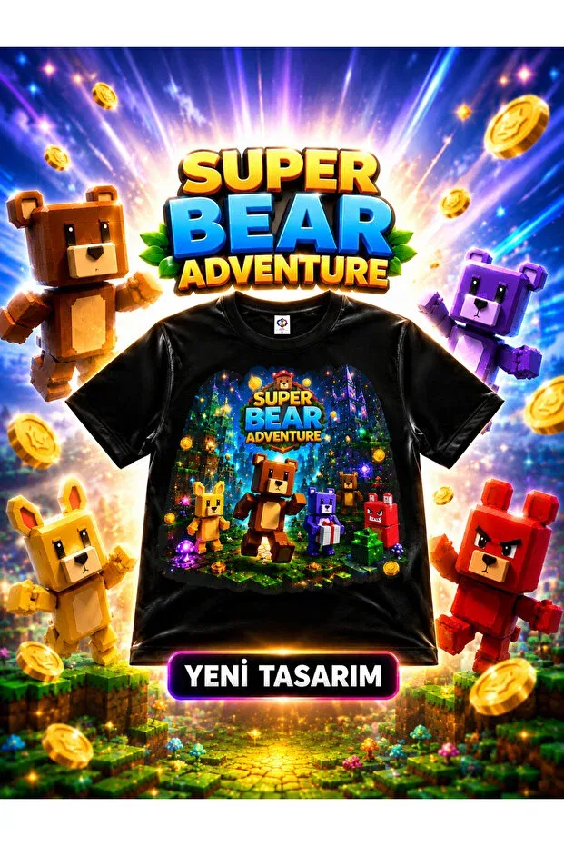 Детская футболка с принтом Super Bear Adventure Voltrex Design, Black