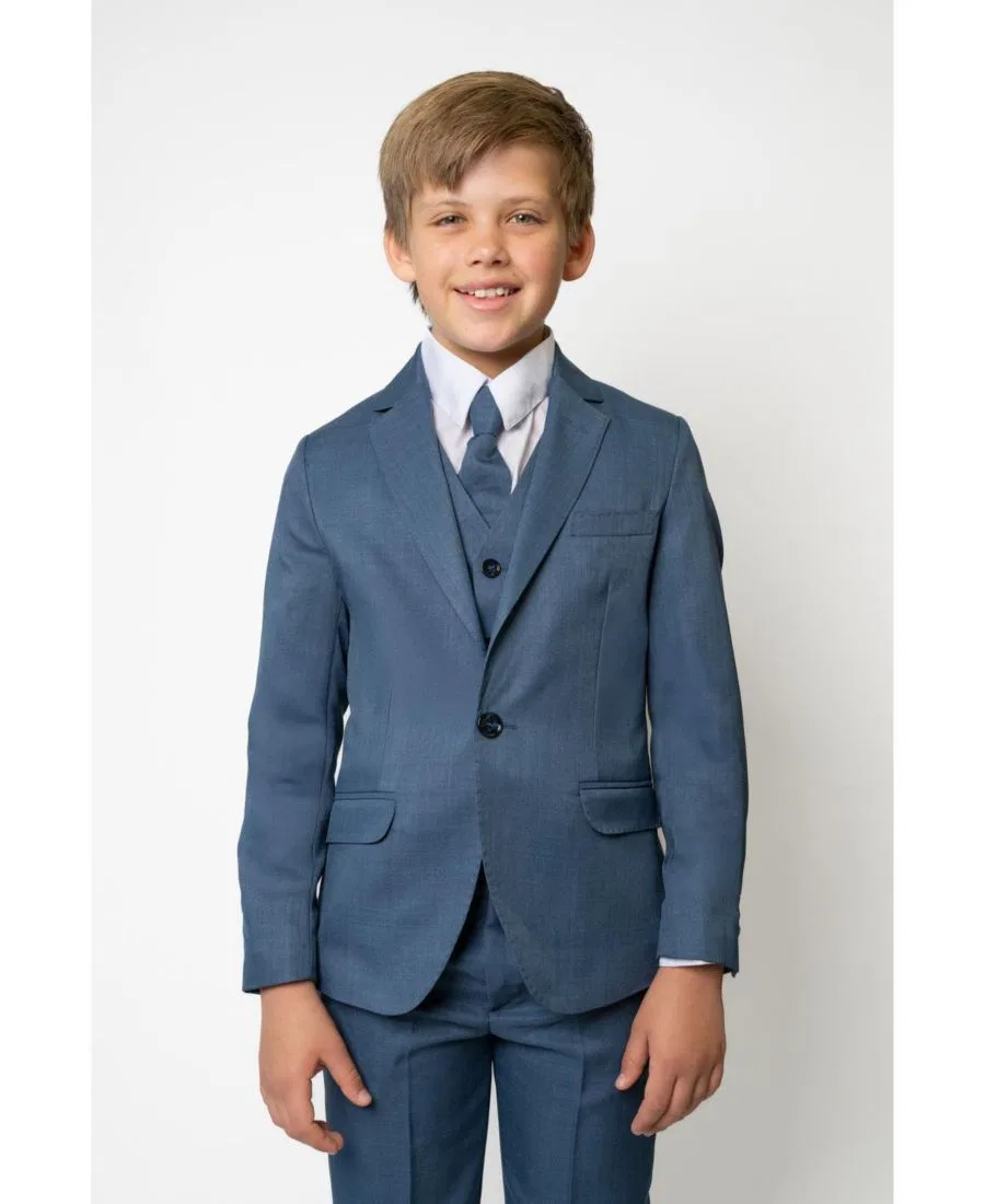 Костюм из 5 предметов Slim Fit с рубашкой, галстуком, пиджаком, жилетом и брюками Peanut Butter Collection, Jean Blue — фото 2