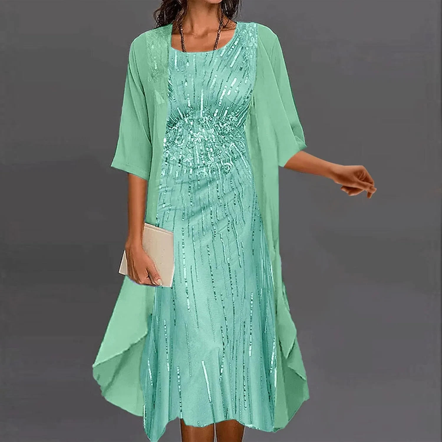 Женское платье-макси с цветочным принтом, Flowy Boho Floral, зелёный — фото 2