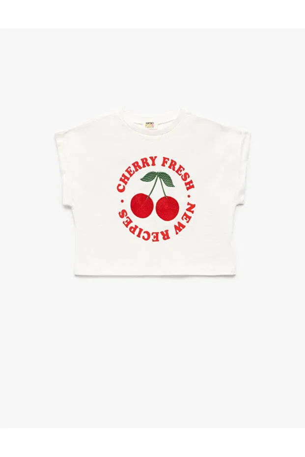 Детская футболка с принтом Cotton Cherry Printed Koton, Ecru
