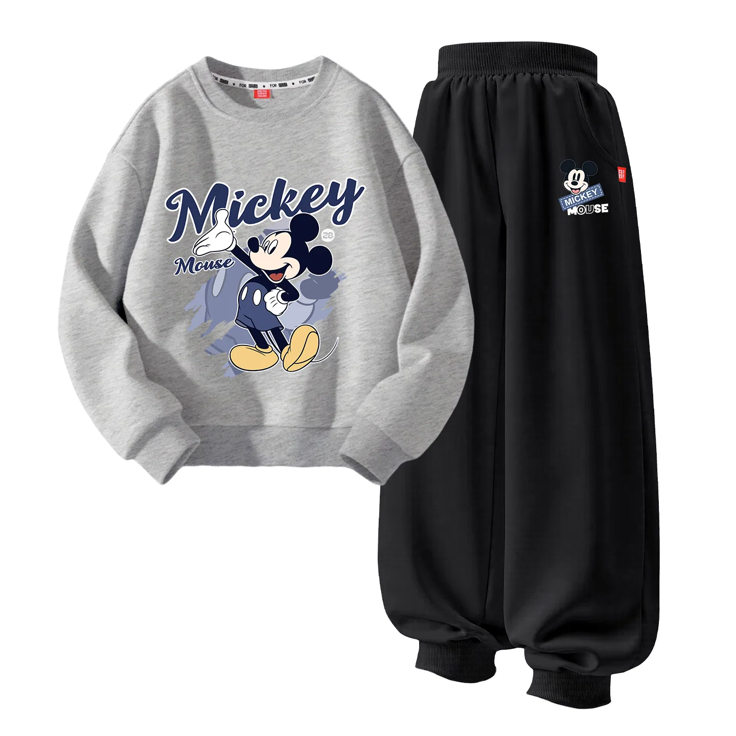 Детский спортивный костюм с круглым вырезом Disney Hello Heather Gray+Happy K Black