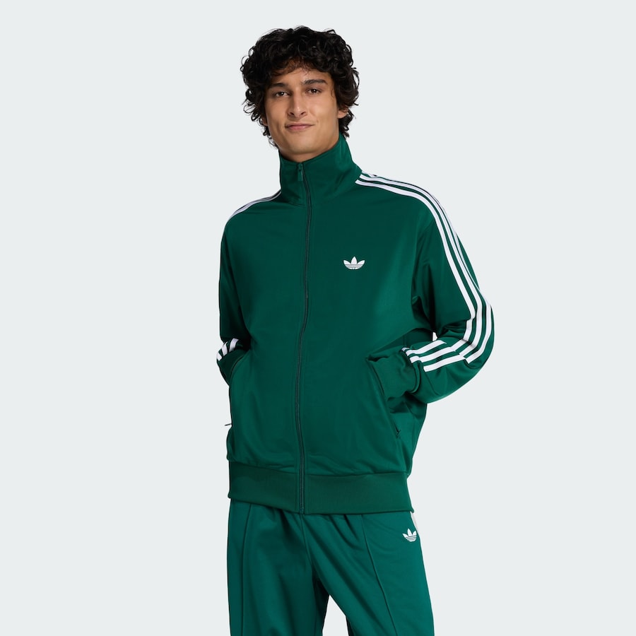 Толстовка с капюшоном на молнии ADIDAS ORIGINALS Firebird, зеленый — фото 3