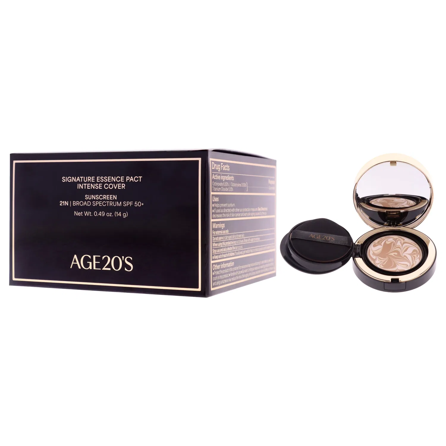 Тональный крем Signature Essence Pact Intense Cover SPF 50 Plus - 21N Vanilla от Age20s для женщин - 0,49 унции, коричневый — фото 4