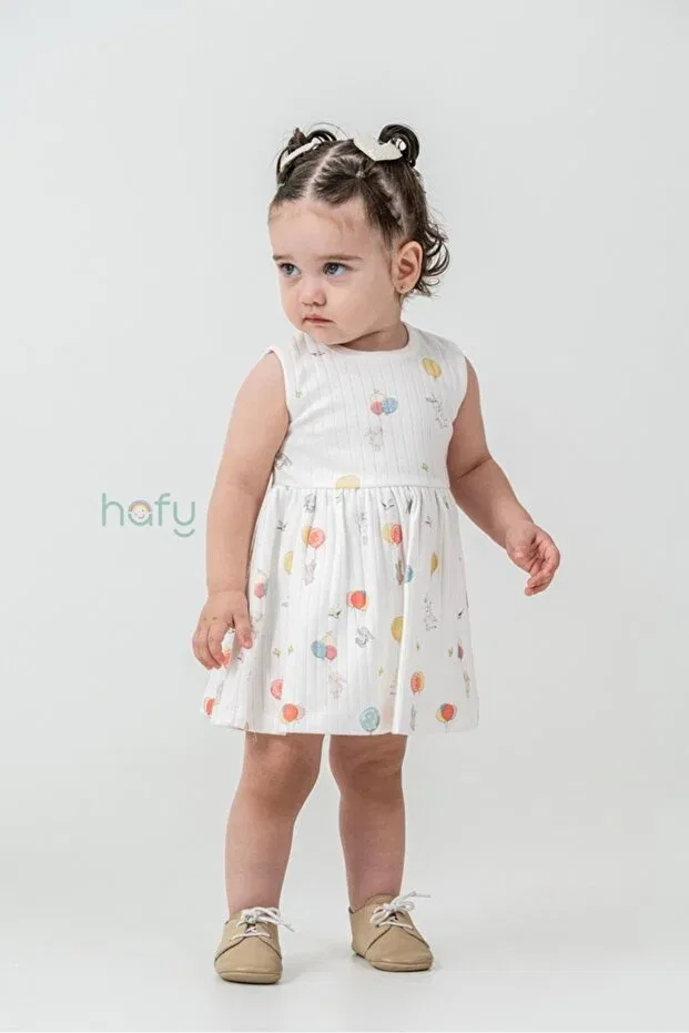 Детское платье для девочек с принтом Hafy Baby, White-Cream