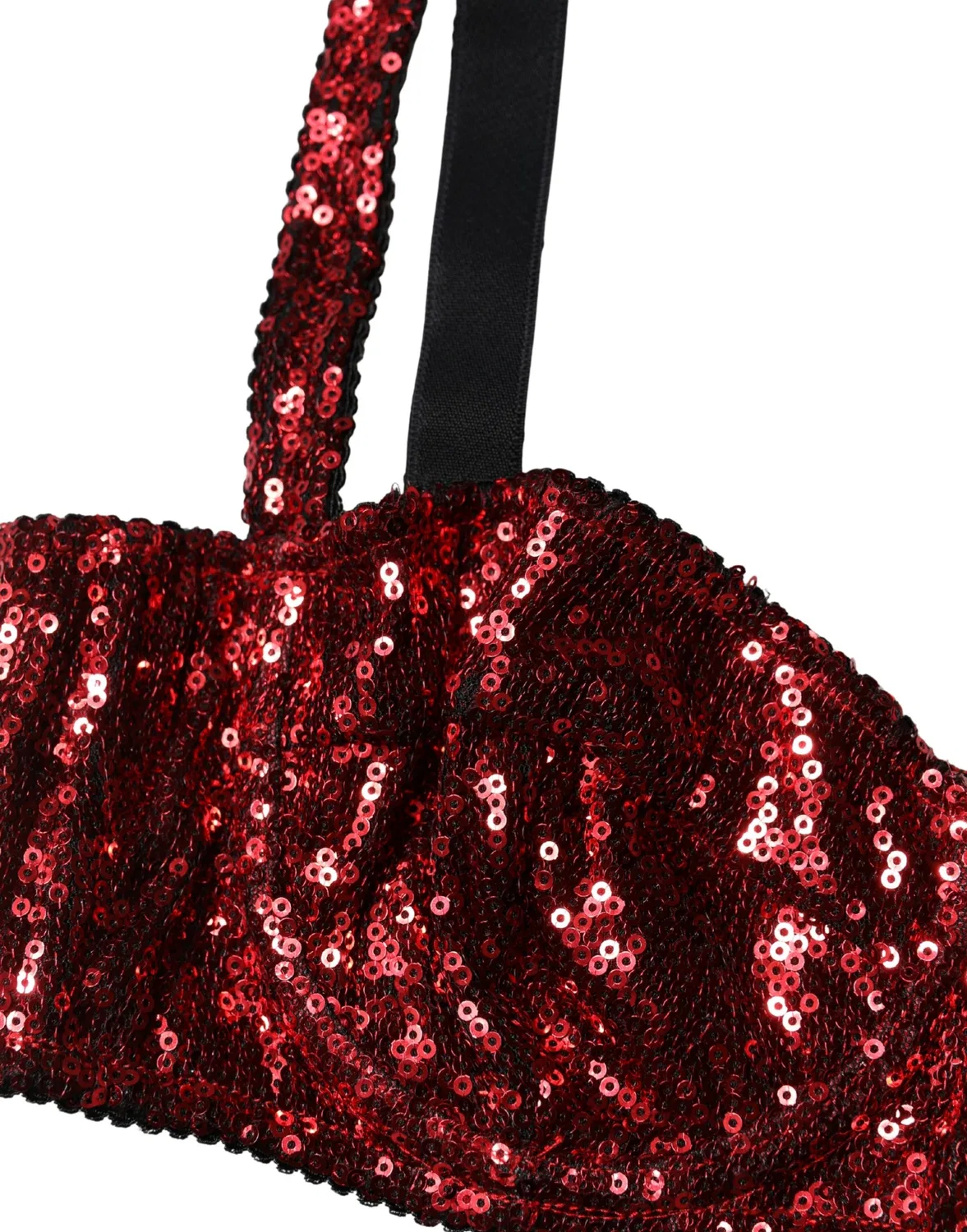 Женское бюстгальтер-балконет с блестками, размер B, модель Balconette Bra, Dolce & Gabbana, Red — фото 3