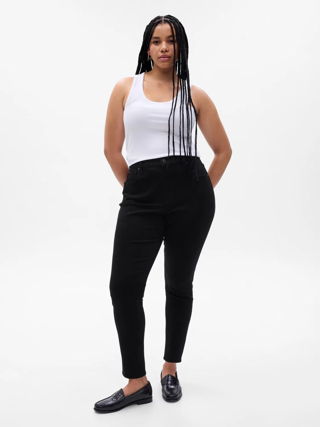 Джинсы скинни с высокой посадкой, модель True Skinny Gap, черный