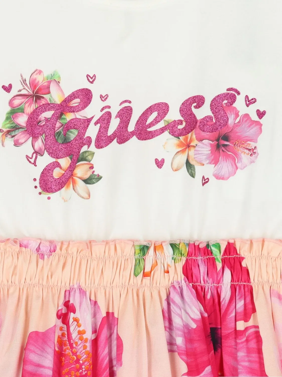 Платье с цветочным принтом и логотипом Guess Kids, розовый — фото 3