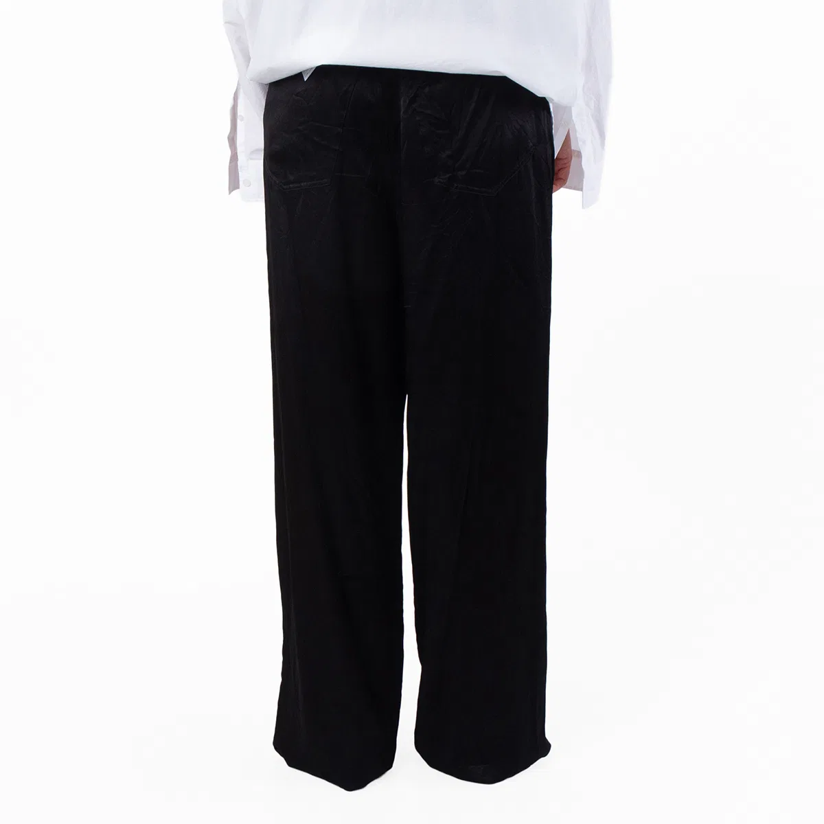 Брюки из сатина с завышенной талией Mid Rise Satin Pant Balenciaga, Black — фото 3