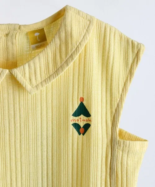 Детская футболка без рукавов с брендовым принтом moimoln, Light Yellow — фото 4