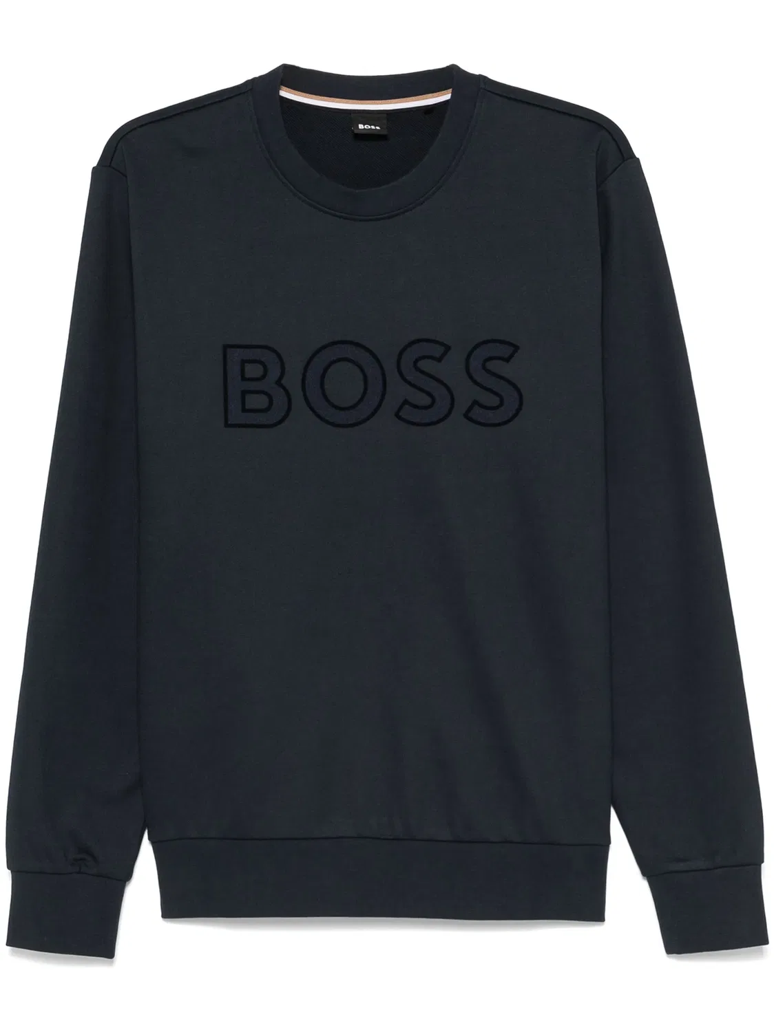 Толстовка с лого из флока BOSS, темно-синий