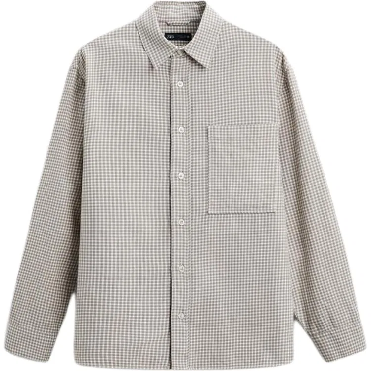 Мужская рубашка с отложным воротником Coal Gray ZARA, Coal Gray