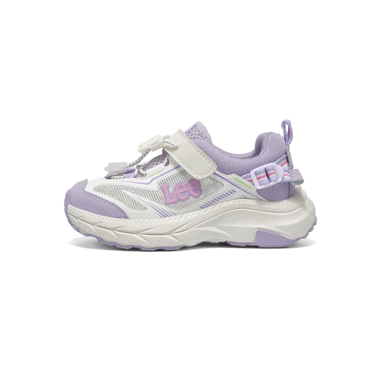 Детские кроссовки для бега из сетки и экокожи Beige Purple Lee