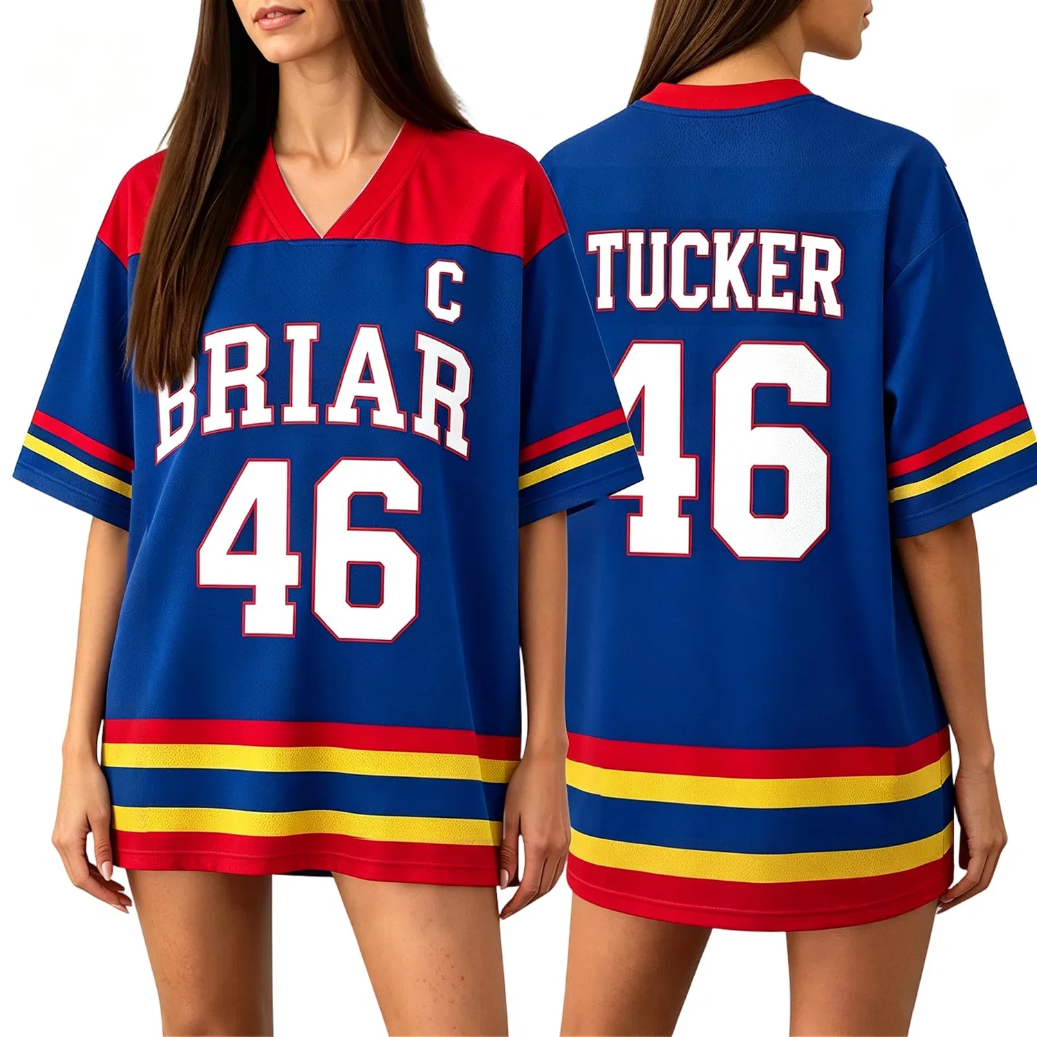 Мужская футболка с принтом Briar U Hockey Jersey Vneck Sports T-Shirt, C26 — фото 2
