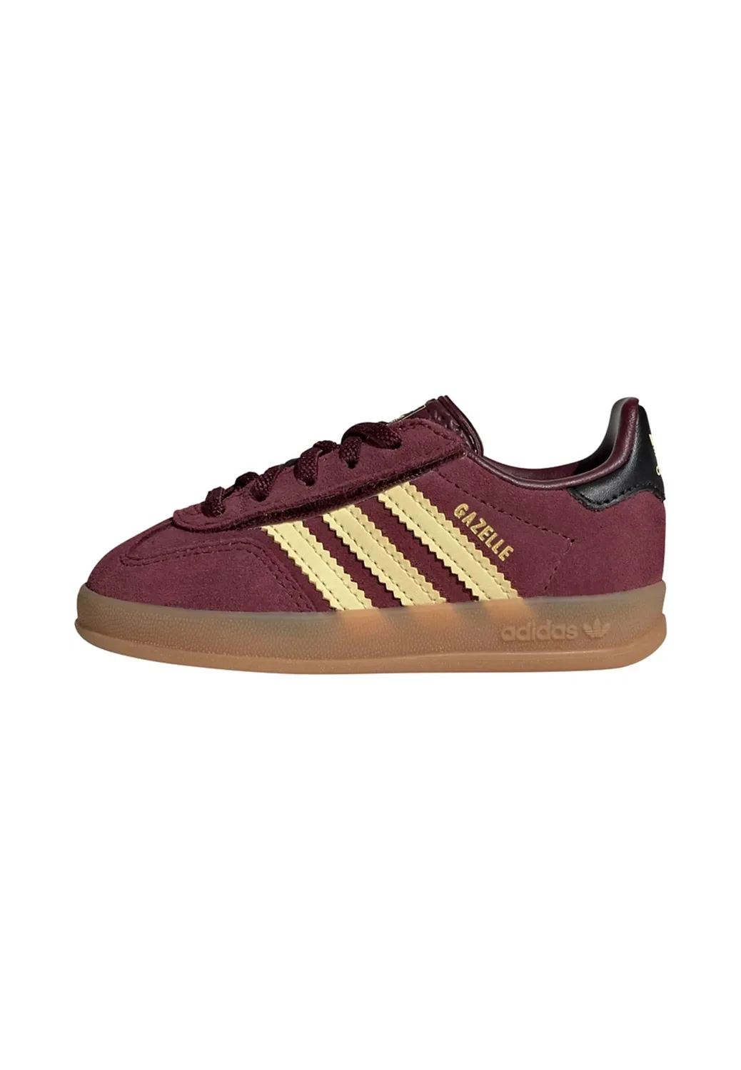 Gazelle indoor cf el i unisex - детская обувь Adidas Originals, Maroon Almost Yellow Gold-Coloured Metallic