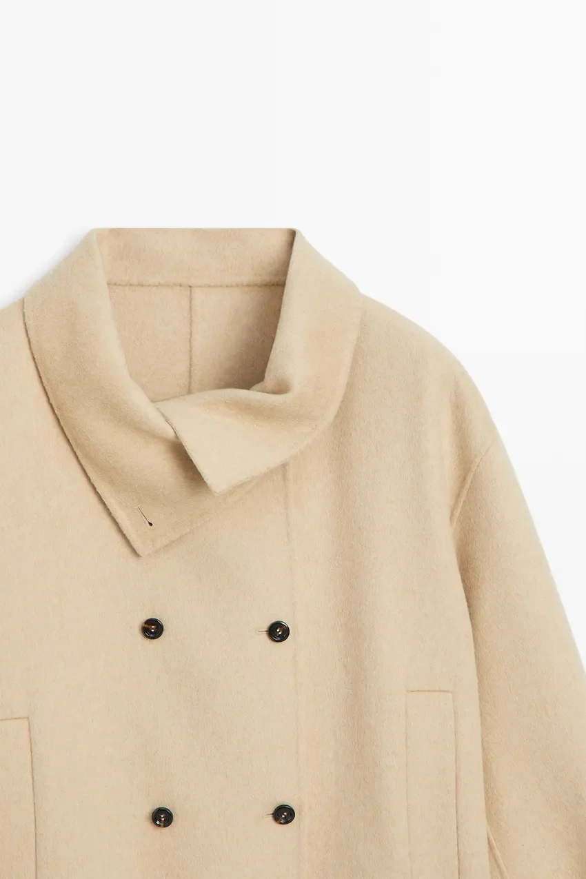 Тренч Massimo Dutti Trench With Belt Detail, бежевый — фото 2