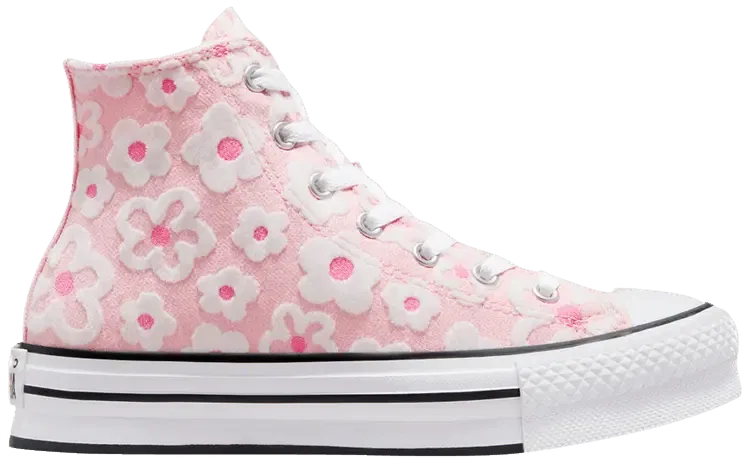 Кроссовки Converse Chuck Taylor All Star Lift Platform High GS 'Floral Embroidery - Donut Glaze', розовый
