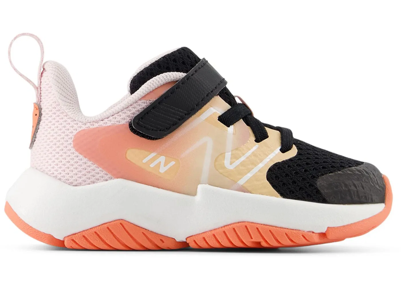 Детские кроссовки с шнурками-эластичными New Balance Rave Run v2 Bungee Lace, Black/Flare/Rose Sugar