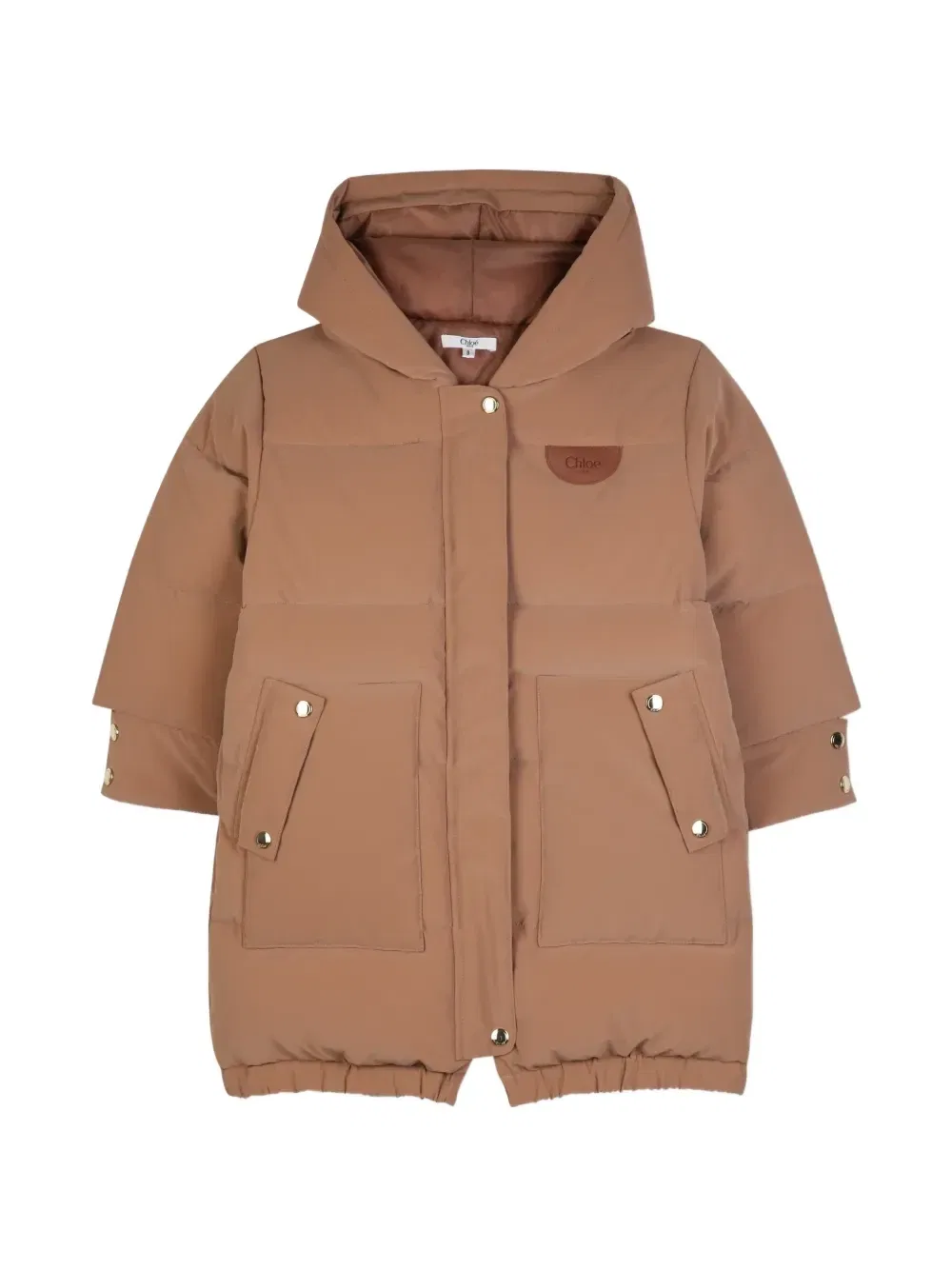 Пуховик с капюшоном Chloe Kids, бежевый
