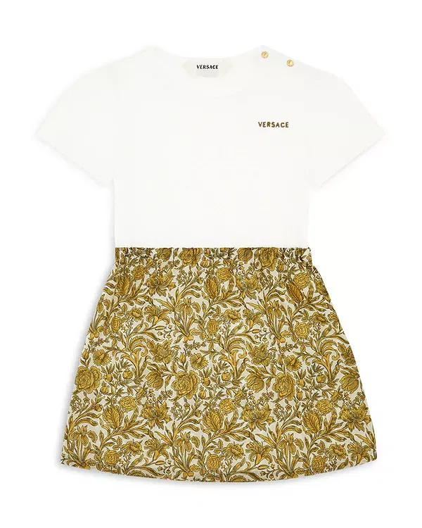 Детское платье для девочек с принтом Liberty Floral Poplin Versace, White+Gold+Light Sand